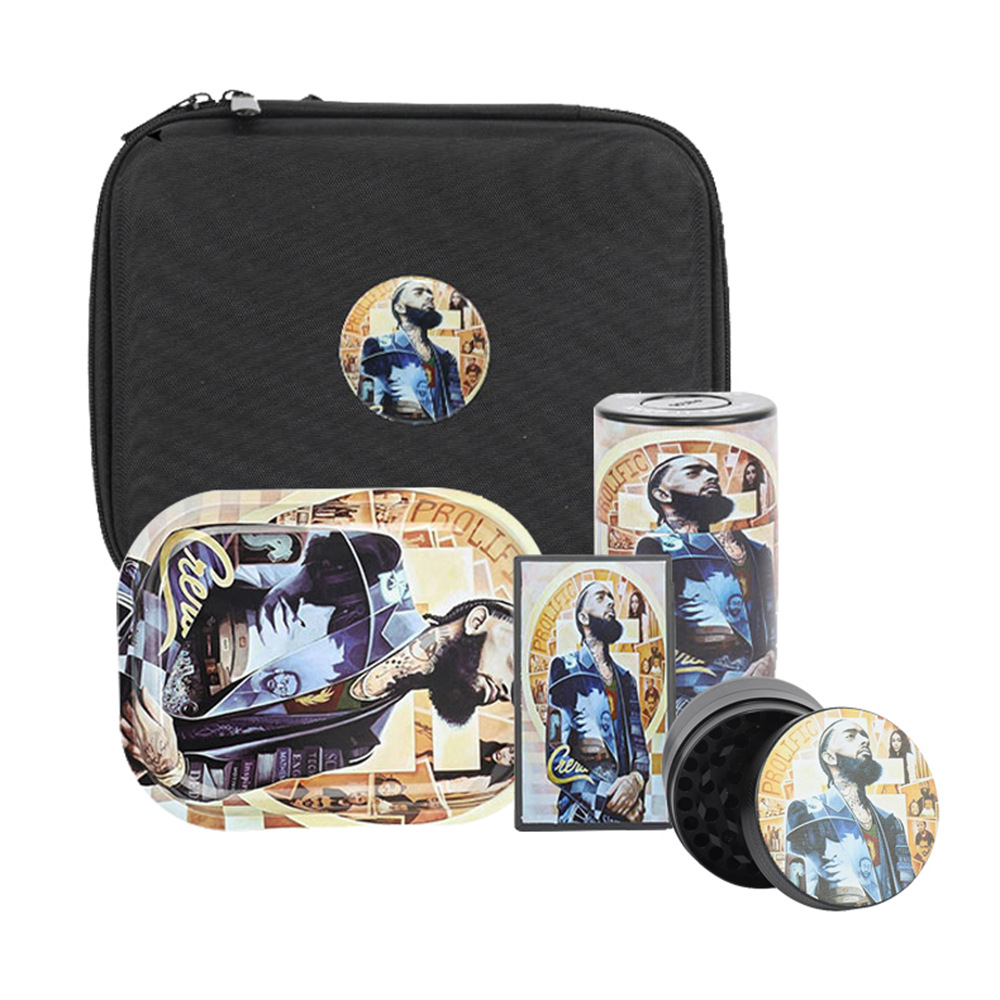 [BP-E107][260*170*90 Mm]Portable Travel Stash Box Set Wholesale Smoking Accessories Including Custom Logo Metal Tobacco And Herb Grinder Rolling Tray