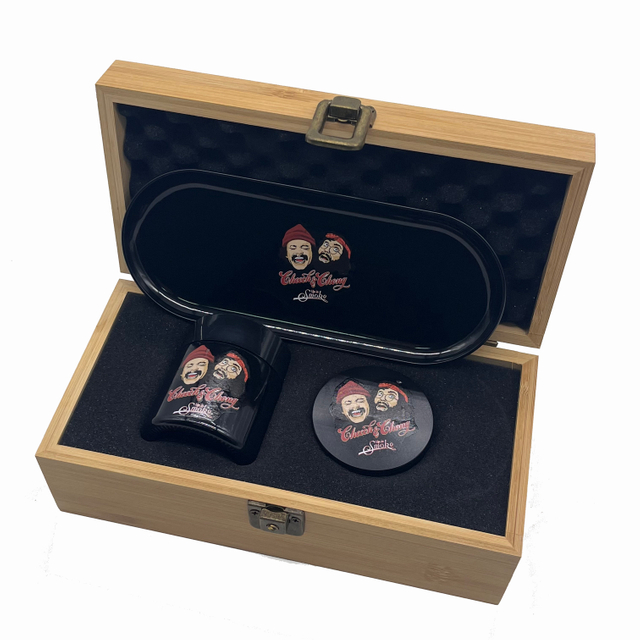 [W1101][218*100*75mm]Wholesale Travel Camping and Wedding Essential Metal Grinder Kit Storage Smoking Jar Box Case with Wood Stash