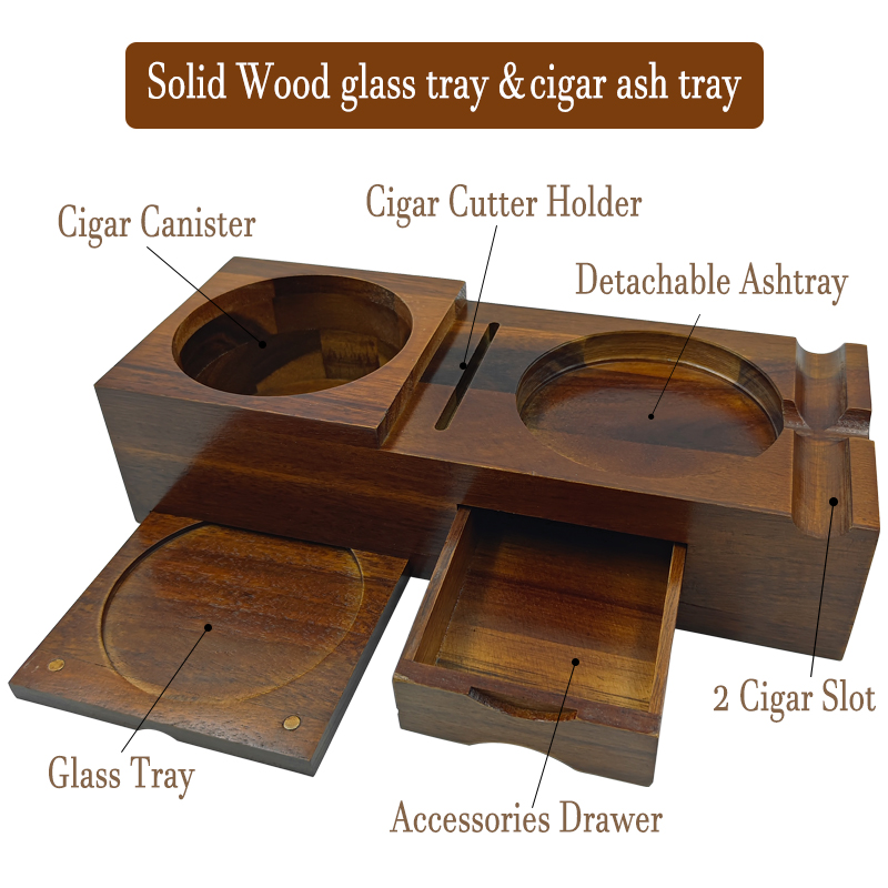 [W2002]Customized Premium Cedar Wood Cigar Case Wooden Cigar Ashtray High Quality Smoking Accessories Wholesale Ashtrays
