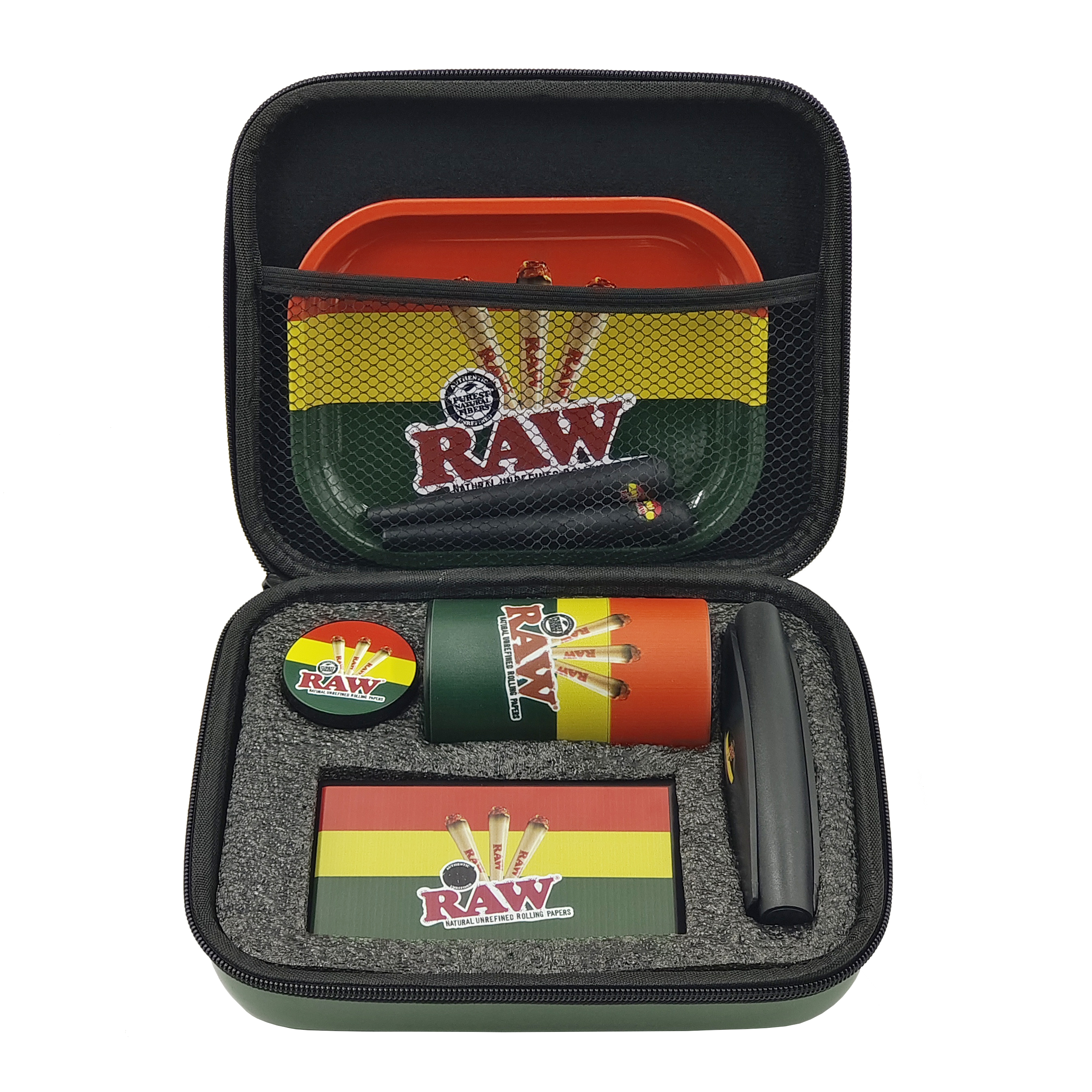 [BP-E105][225*185*54 Mm]Premium Customizable 6-in-1 Tobacco Accessory Kit with Rolling Paper Tray, Stash Jar, Grinder, And Electronic Scale