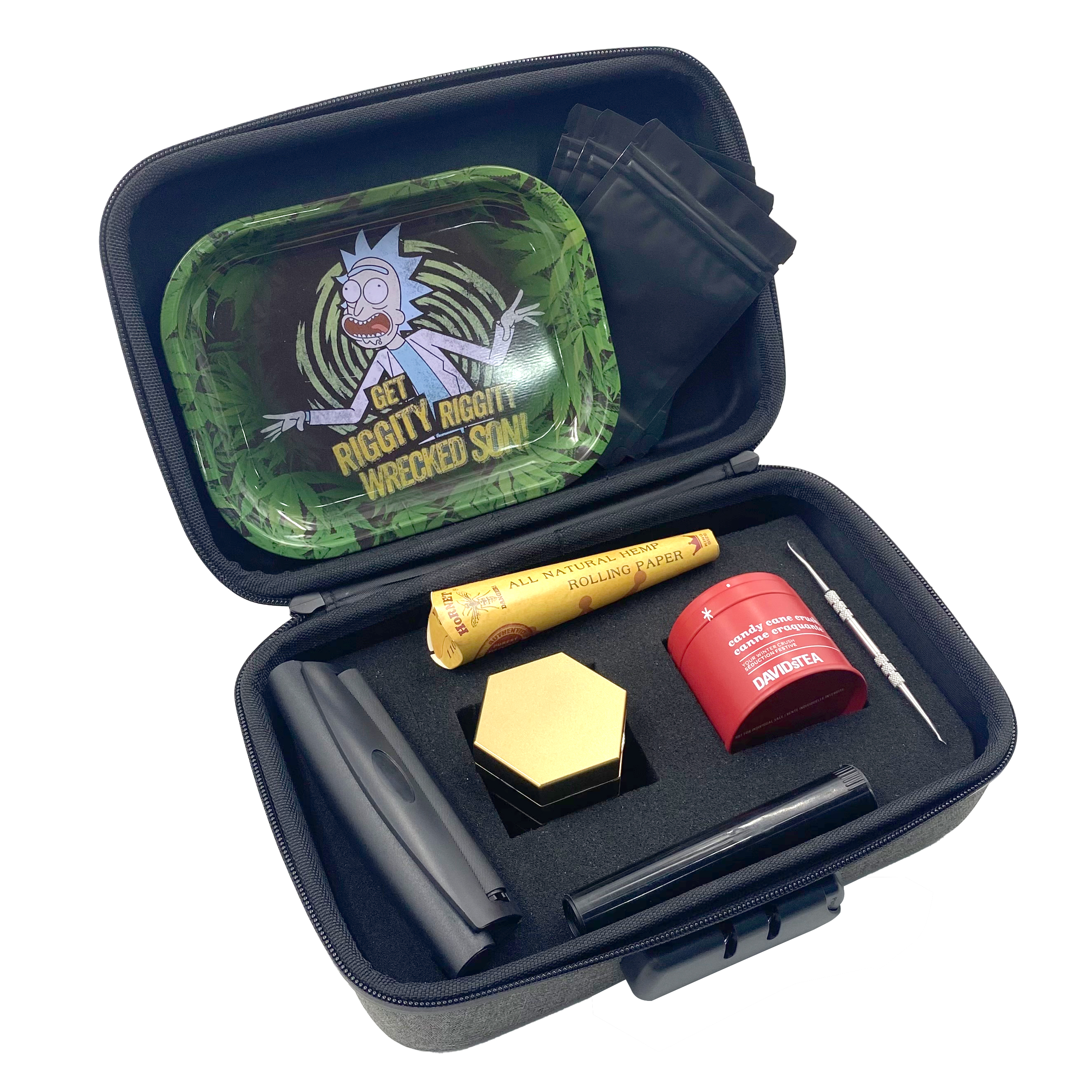 [BP-E106][260*170*90 Mm]Smoking Accessories Kit Combination Lock Bag Smoke Shop Supplies 420 Products Stash Box with Grinder Stash Jar Rolling Tray