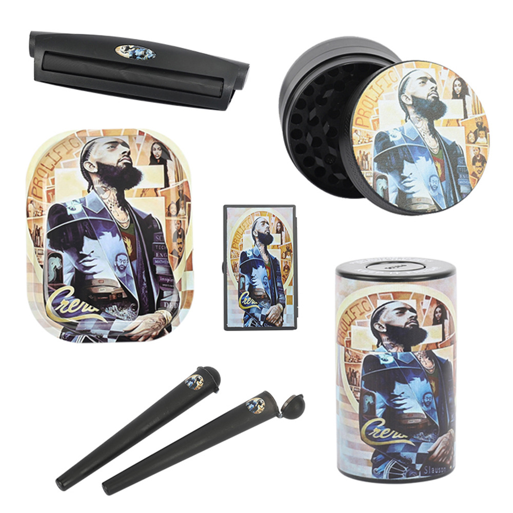[BP-E107][260*170*90 Mm]Portable Travel Stash Box Set Wholesale Smoking Accessories Including Custom Logo Metal Tobacco And Herb Grinder Rolling Tray