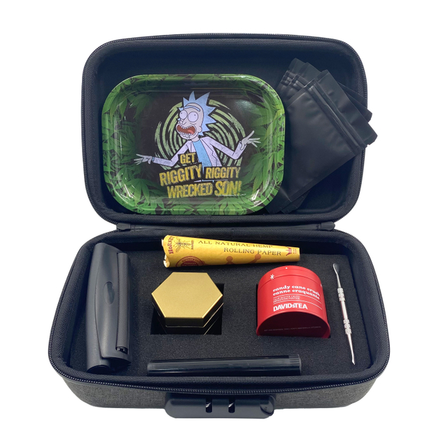 [BP-E106][260*170*90 Mm]Smoking Accessories Kit Combination Lock Bag Smoke Shop Supplies 420 Products Stash Box with Grinder Stash Jar Rolling Tray