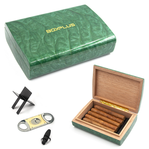 [W2005-A][176*110*47MM]High-End Customized Wooden Humidor Set Portable Travel Cigar Box Special Lacquer Surface Cigar Display for Party