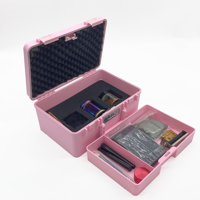 [BP-1404] China Factory Custom color waterproof smoke kits Weed smoking stash boxes for herb Cute Plastic Grinder kit for girls