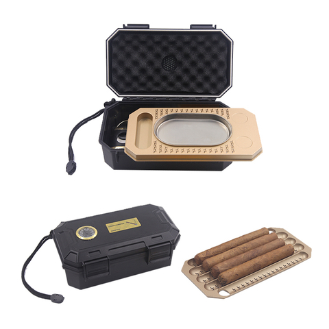 [BP-2111][210*110*75] New Design three layer cigar humidor travel cigar box Waterproof cigar plastic case with Accessories