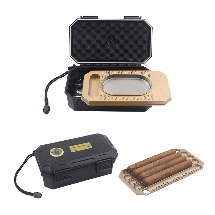 [BP-2111][210*110*75] New Design three layer cigar humidor travel cigar box Waterproof cigar plastic case with Accessories