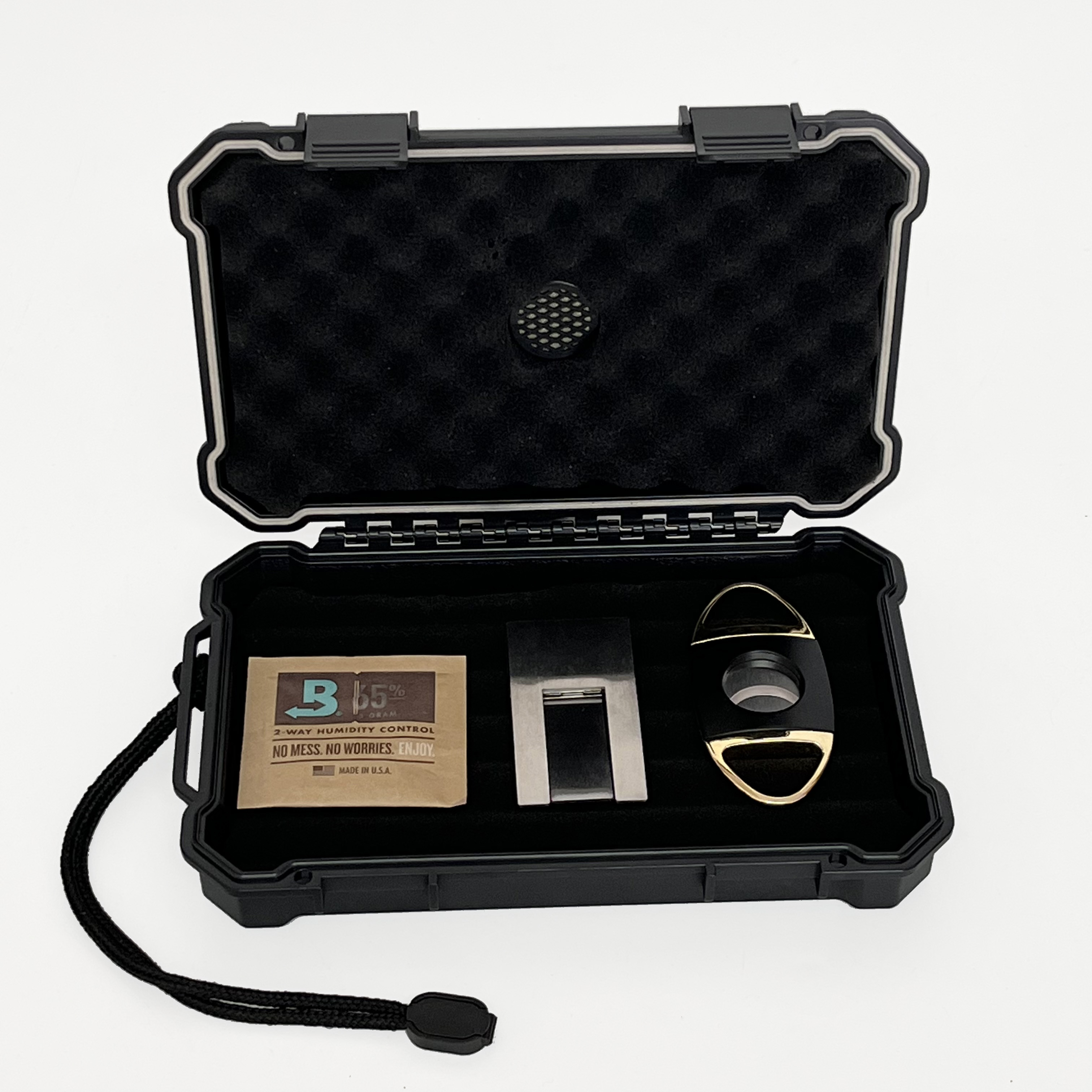 Hot sale 6ct cigar waterproof hard solid travel humidor custom plastic cigar case with hygrometer