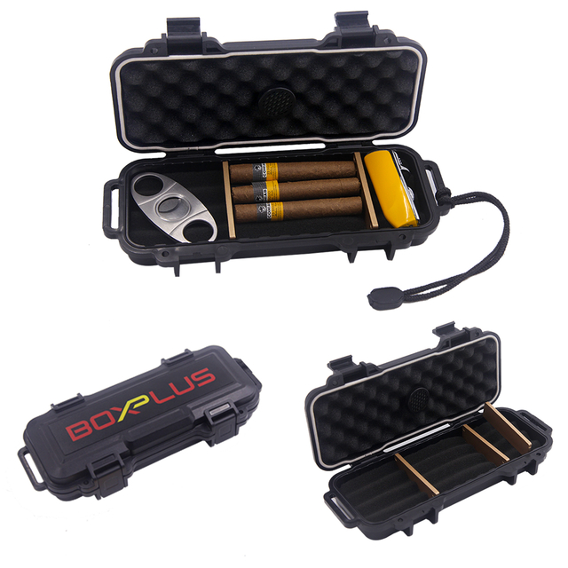 [BP-2307][230*75*40] Hot Selling High-end Custom Travel Humidor Cigar Case Portable Waterproof Cigar Box with Cigar Accessories