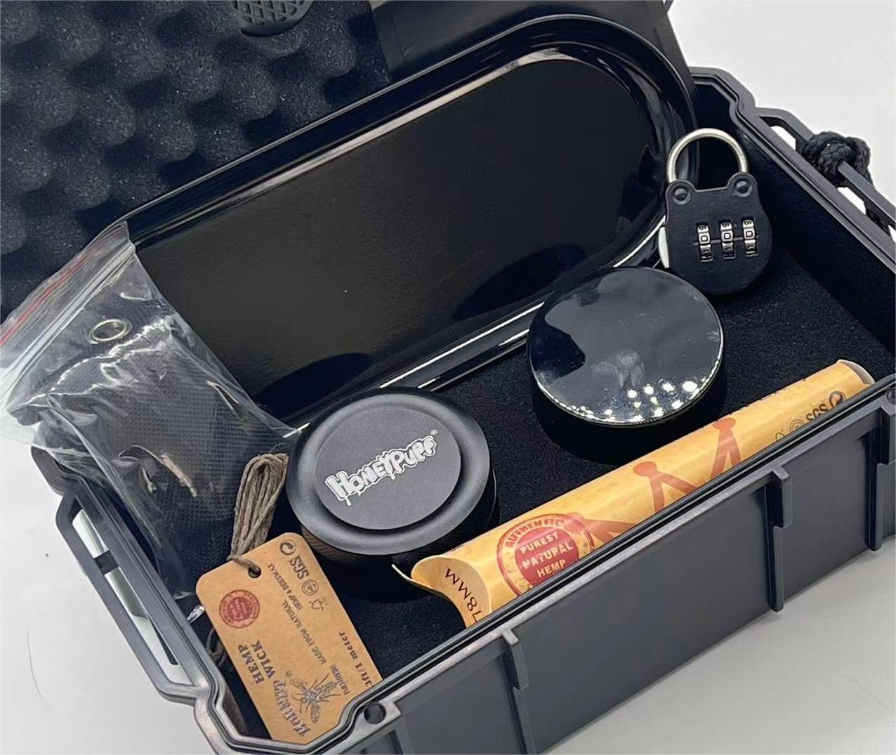 [NEW-BP-1701] Chinese Manufacturer Custom Waterproof Smoking Kit Box With Grinder Rolling Tray Stash Jar Ashtray Box Kit with Die-Cut Foam