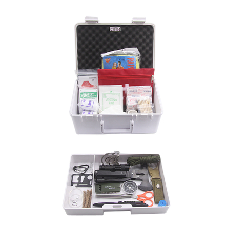 [BP-1404]OEM Plastic waterproof Box waterproof first aid kit case outdoor survical kit with medical accessories kit