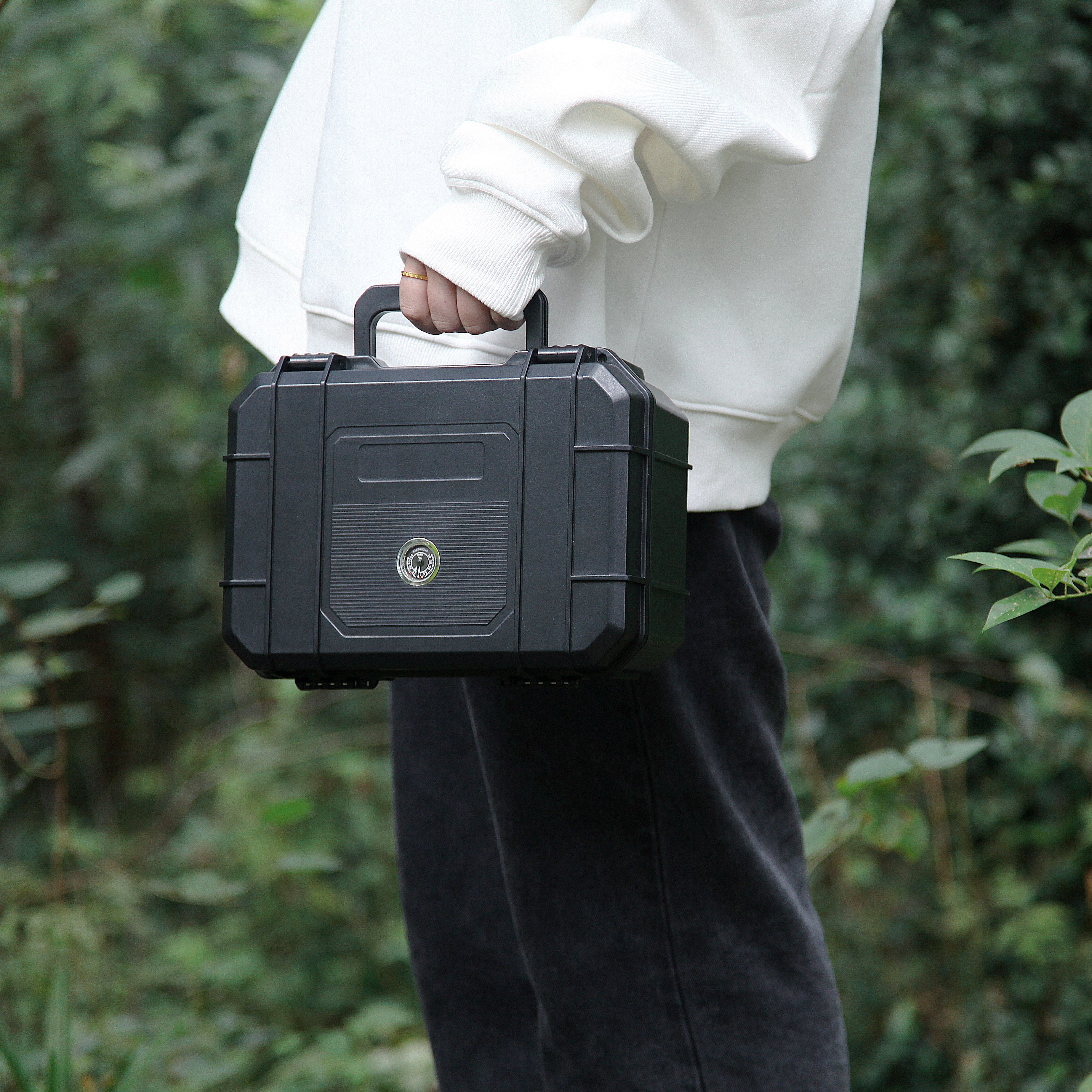 [X-1601][250×180×93mm]Black Waterproof Shockproof HardPortable Military Tool Case High Qualtiy Dry Case with Handle