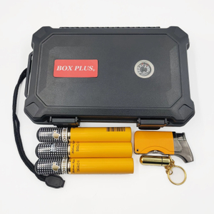[BP-1201CI] [5CT] NEW Design Manufacturer Wholesale Waterproof Travel Humidor Cigar Gift Portable Cigar Case with Cigar Cutter And Lighter