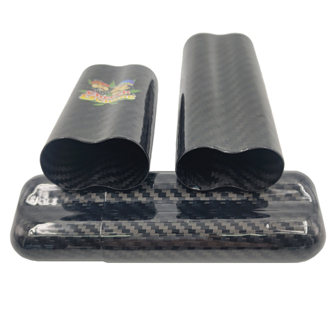 [CB101][159*53.2*28.2mm]Smell proof Cigar Tube Carbon Fiber Cigar Case Smoking accessories kit Portable 2 finger Cigar holder