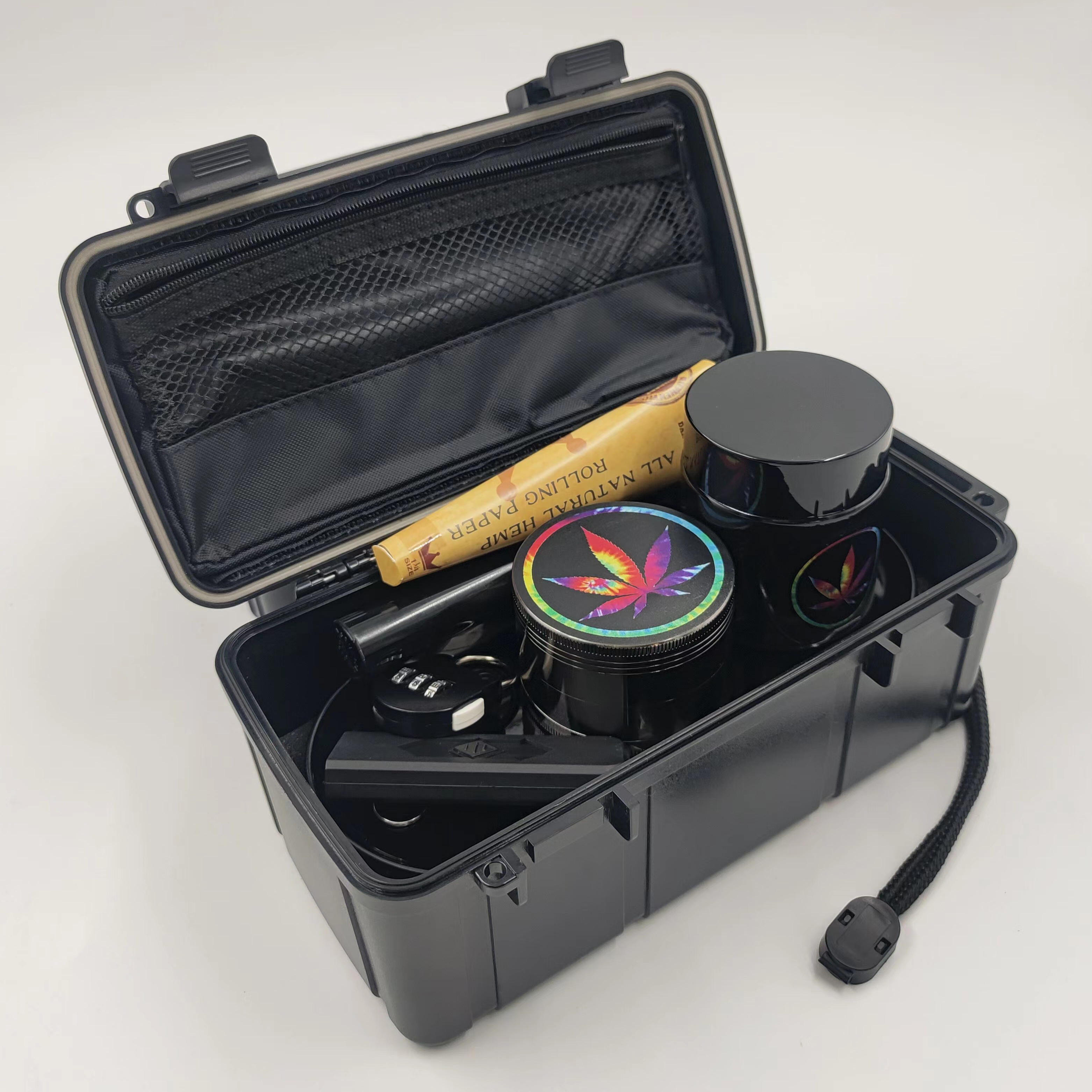 [7002][208*98*84mm]Wholesale Herb Hard Stash Case Grinder Kit Portable Smoke Shop Products Supplies Smoking Set for Lighters Smoking Accessories