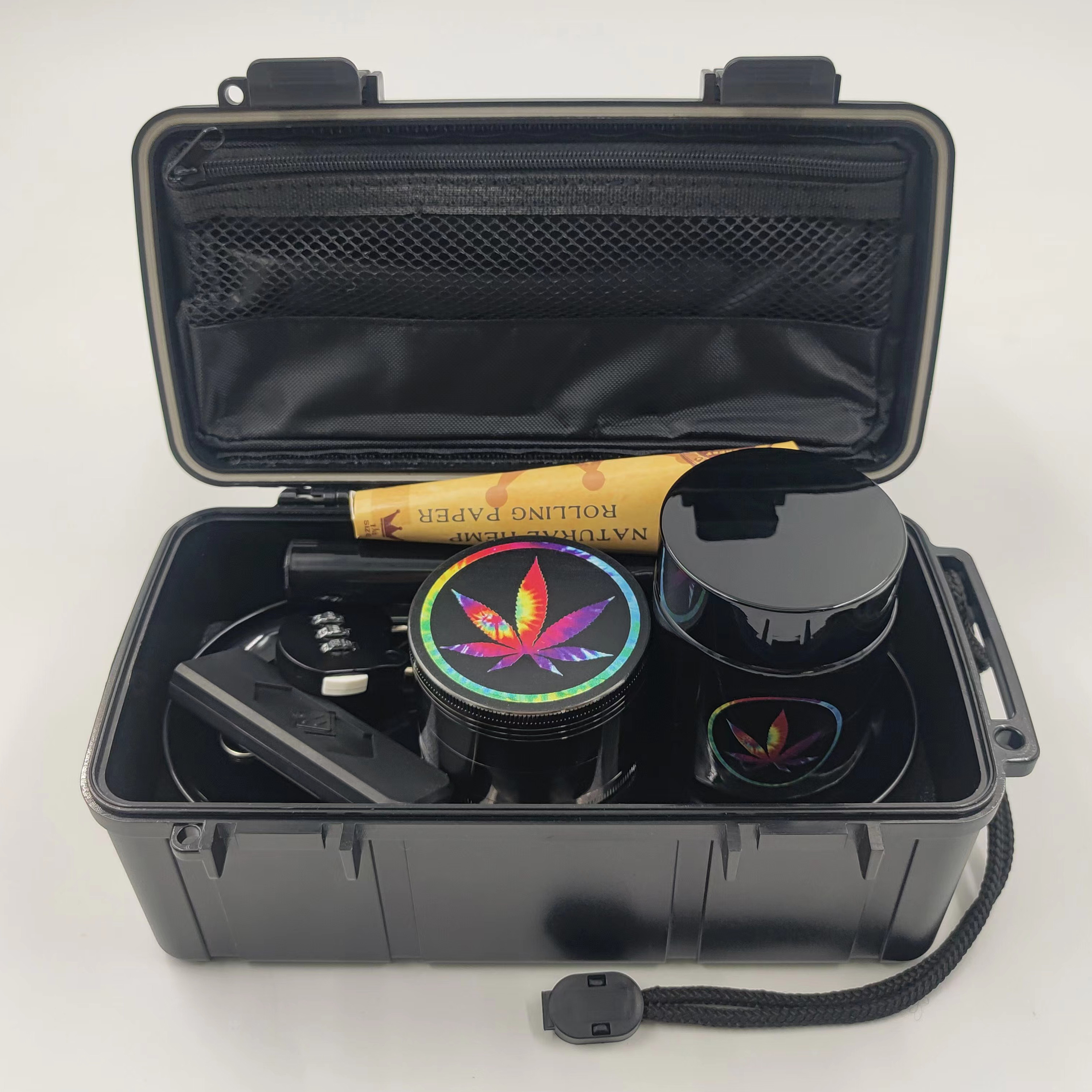 [7002][208*98*84mm]Wholesale Herb Hard Stash Case Grinder Kit Portable Smoke Shop Products Supplies Smoking Set for Lighters Smoking Accessories