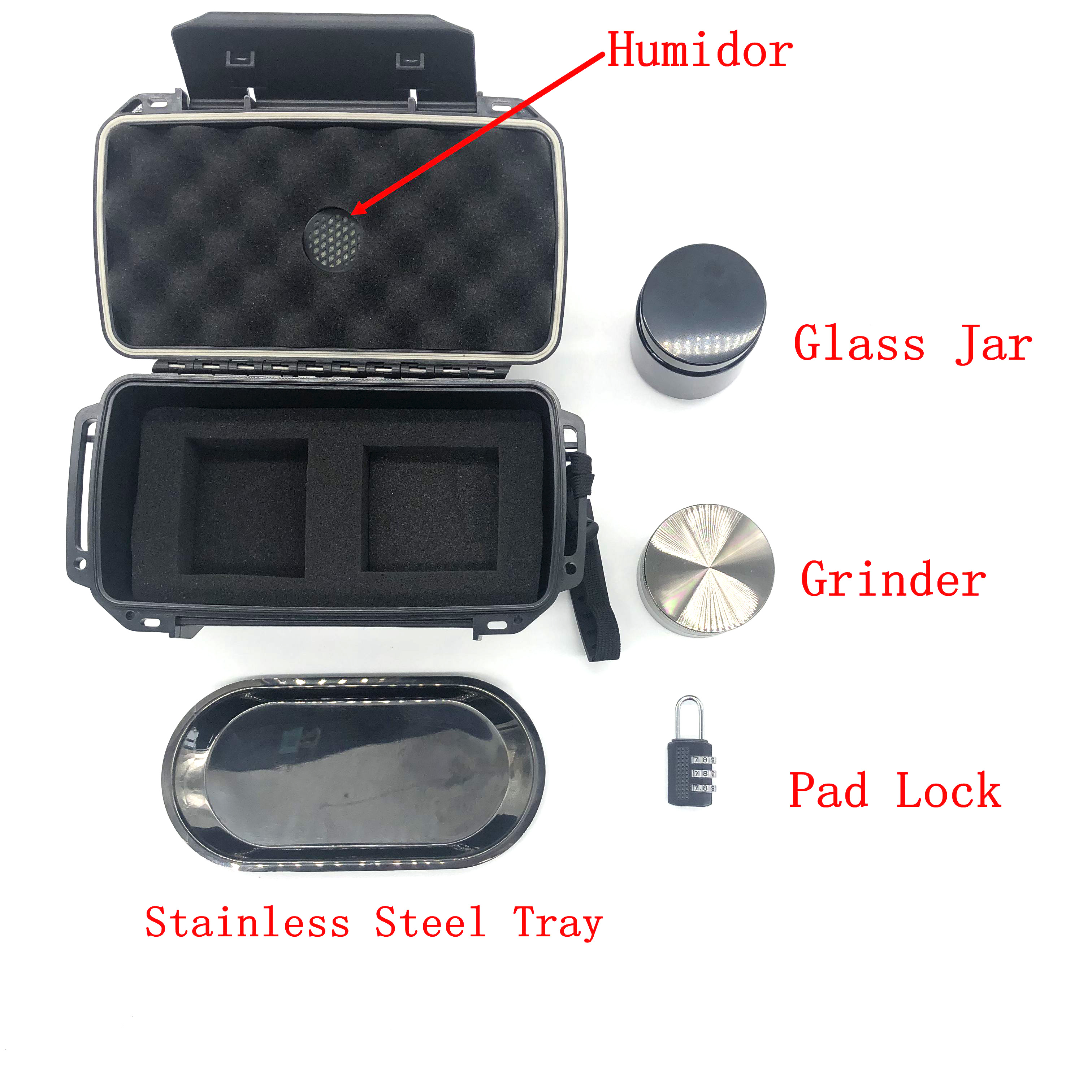 [BP-3002] Waterproof Hard Plastic Case Lighters Smoking Accessories Sets Smoking Kit Tobacco Case with Grinder Custom Foam Logo
