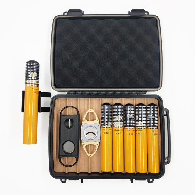 [BP-8001CI] [6CT] Factory Best Price Waterproof Cedar Cigar Travel Case Travel Humidor with Humidifier for Carrying Cigar Outdoor