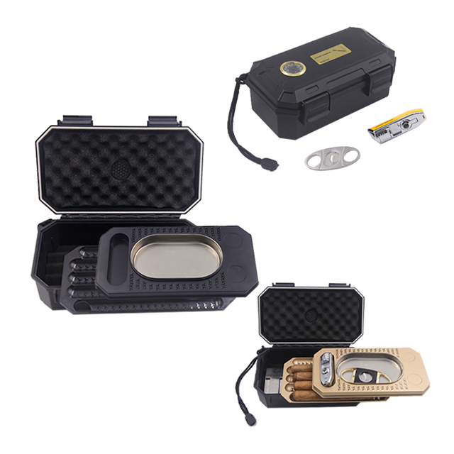 [BP-2111][210*110*75] New All-in-one Cigar Carrying Out travel humidor Cigar gift set case cigar humidor box with accessories kit 