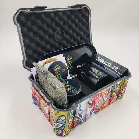 [C1202][215*125*80mm]Carton Fashion Marijuanna Plastic Stash Box Smoking Accessories Grinder Stash Jar And Rolling Tray with Lighter
