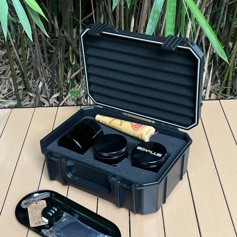 [BP-1601] NEW 2023 Factory Wholesale Best Price Smoking Accessories Kit Grinder Stash Box Travel Smoker Box Smell Proof Herb Container with Rolling Tray 