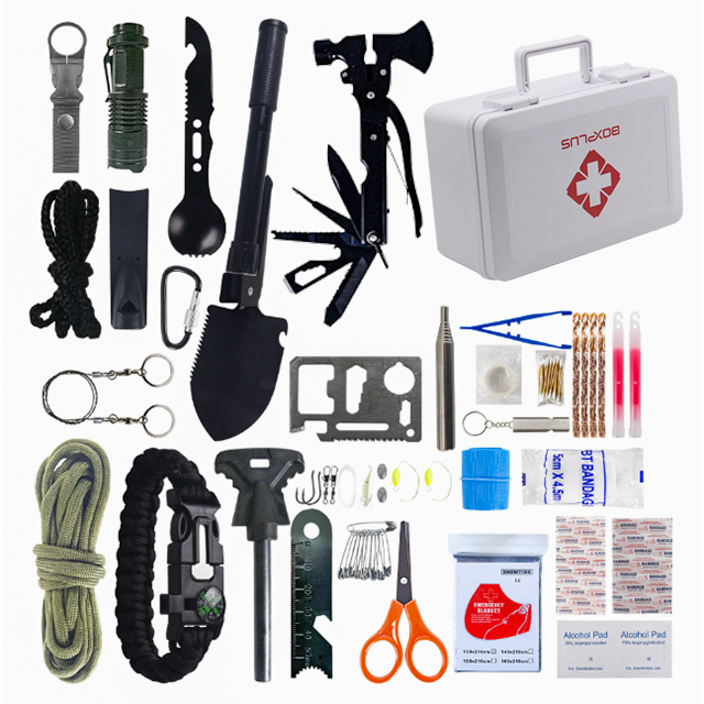 [BP-1404]Wholesale custom waterproof plastic case protable medical kit outdoor first aid kit with survival accessories kit
