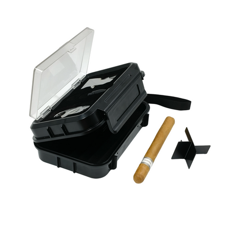 Factory Wholesal Cigar Travel Humidor Double Cigar Case Cigar Full Set with Sparate Storage for Accessories Hold 5 Cigars Packets 