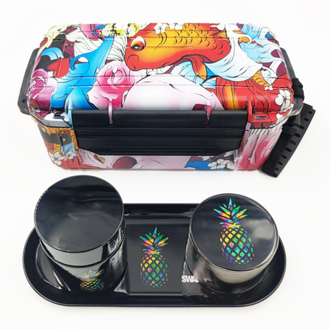 [C3002][208*98*84mm]Manufacturer Wholesale Smell Proof Stash Box Kit Waterproof Smoking Kit for Grinder with Custom Logo