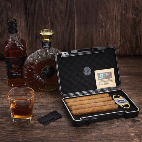 Cigar Case with Cutter Custom Cigar Logo Boxes Waterproof Cigar Case Cigar Travel Plastic Case 