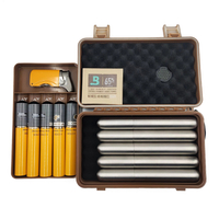 [BP-1501CI] [10CT] NEW DESIGN Factory Custom Cigar Promotion Gift Waterproof Cigar Container Portable Cigar Humidor Large Cigar Travel Case with Humidifier