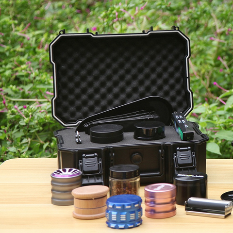 [BP-1203] China Manufacturer Wholesale Best Price Smell Proof Hard Plastic Stash Box Smoking Accessories Gift Set for grinder with handle