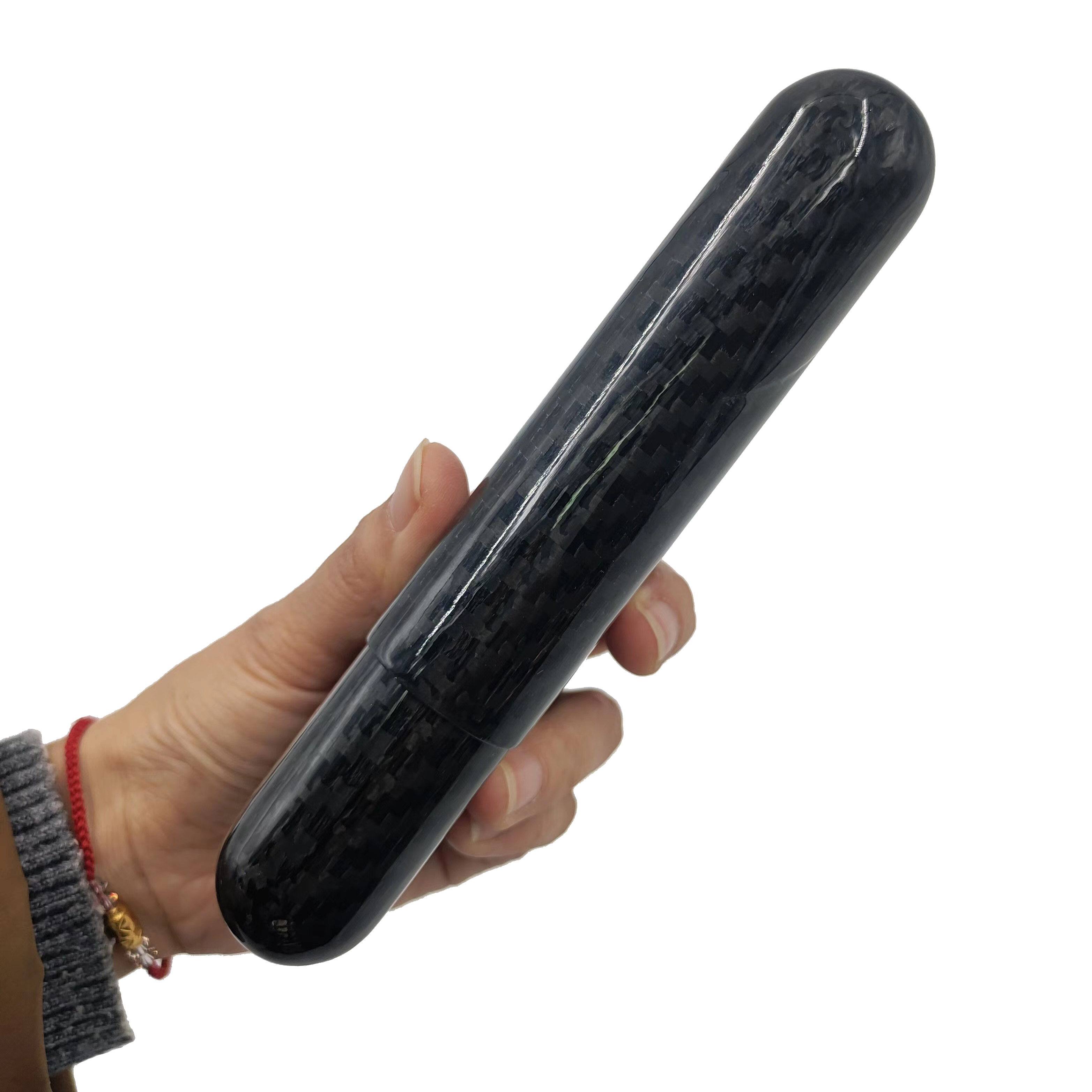 [CB102][156.4*77.5*27.4mm]Wholesale Carbon Fiber Cigar Holder 3 Finger 3 Tube Portable Hard Cigar Travel Humidor Case Golf Cigar Tube